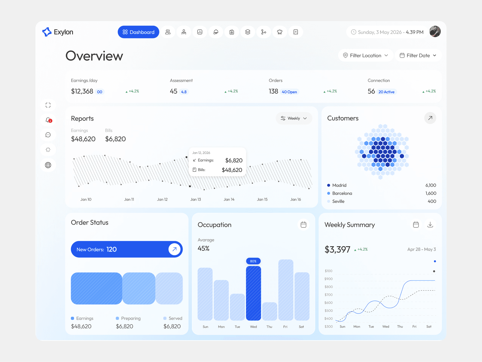 Exylon - Saas Restaurant Agent Dashboard