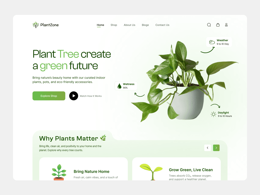 Tree planting website ecommerce platform for sustainable products and services