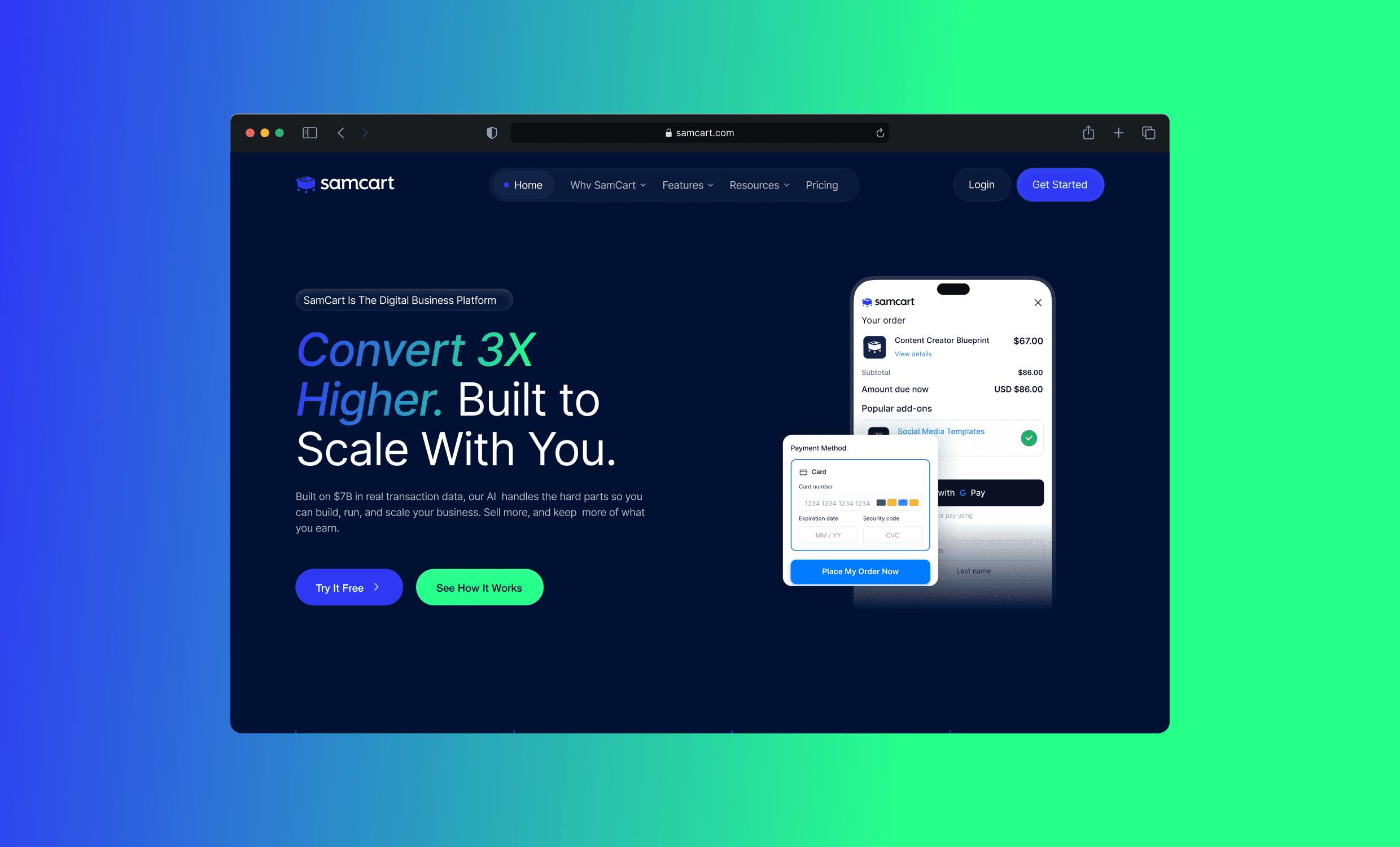 Samcart — Web Design, Framer Development